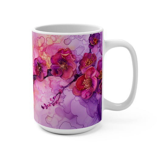 Alcohol Ink Plum Blossom  Mug 15oz