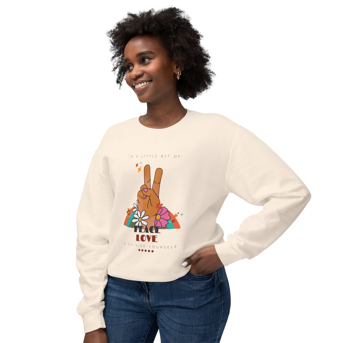 Peace, Love, Go Vibe Yourself Unisex Lightweight Crewneck Sweatshirt