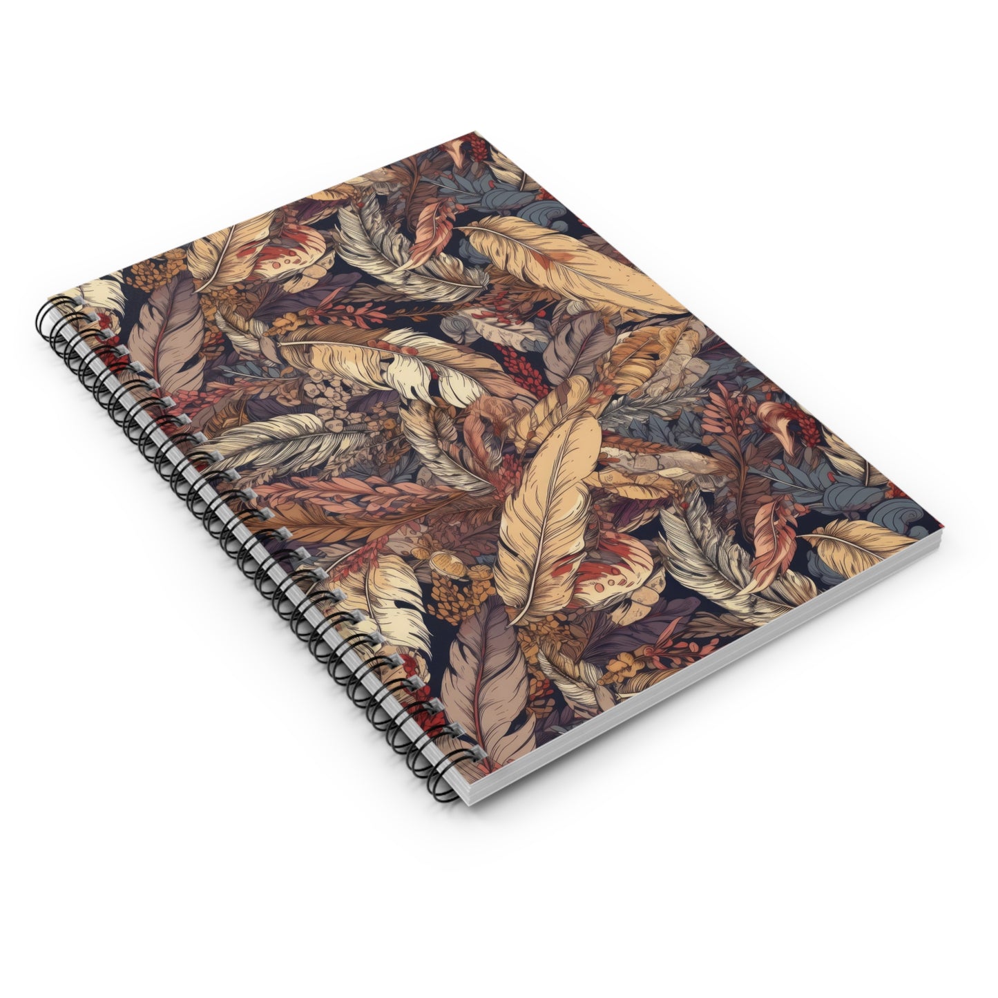 Bohemian Feathers Spiral Notebook - Ruled Line