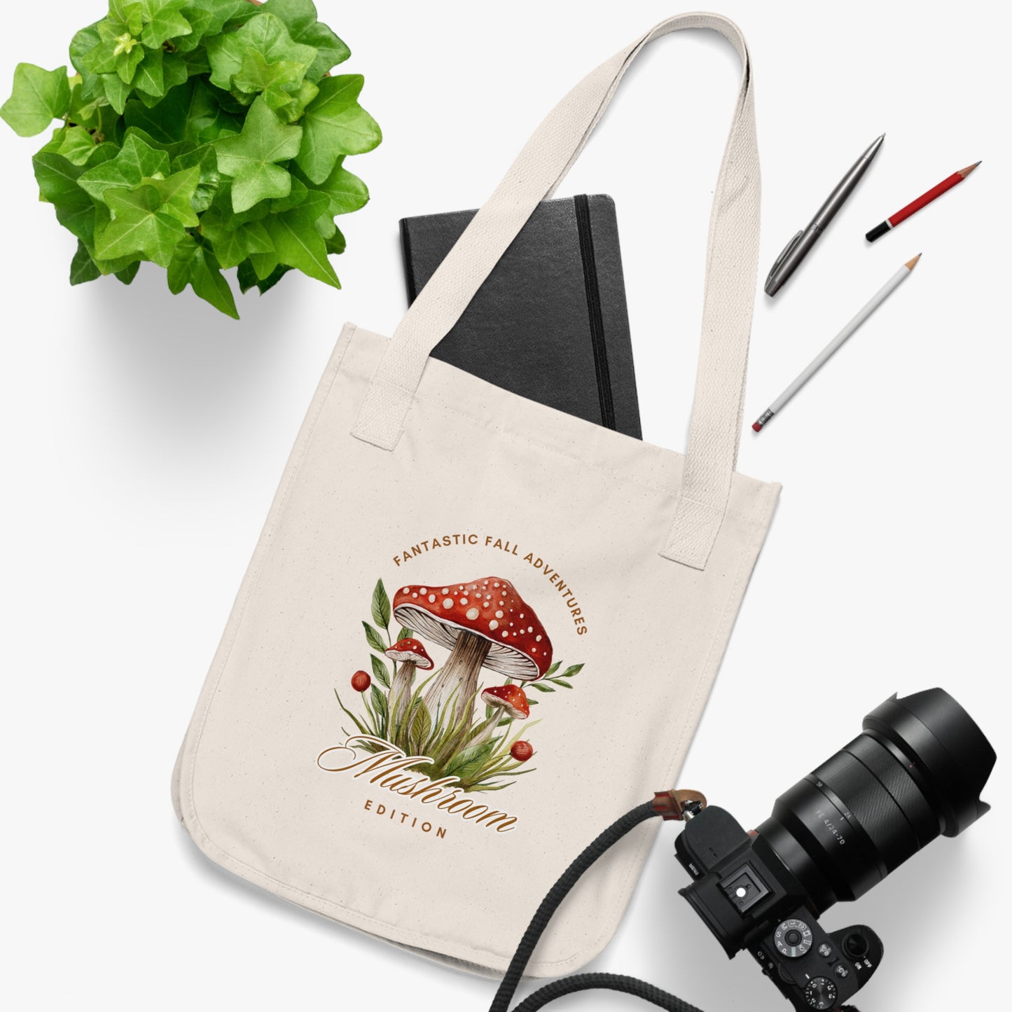 Fall Adventures Mushroom Edition Organic Canvas Tote Bag | Eco-Friendly & Stylish Fall Tote