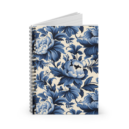 Blue Damask  Spiral Notebook - Ruled Line