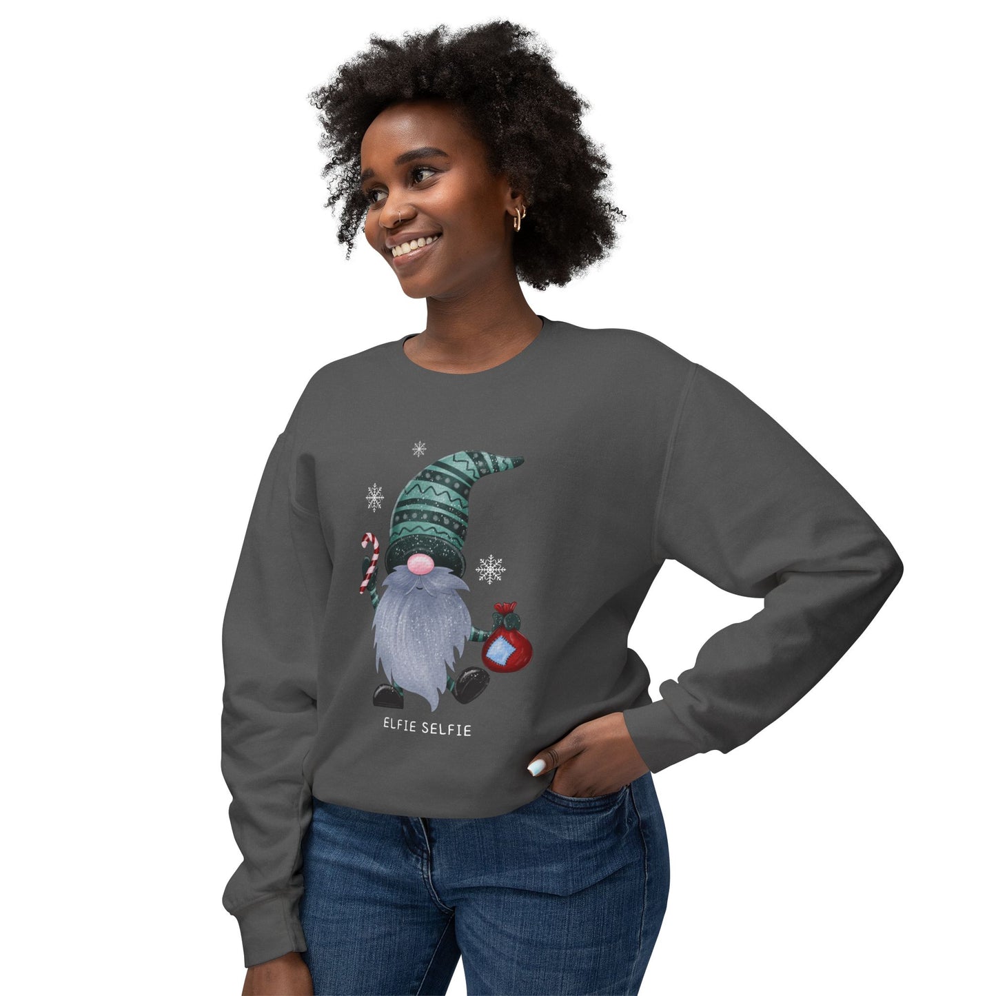 Elfie Selfie Unisex Lightweight Crewneck Sweatshirt