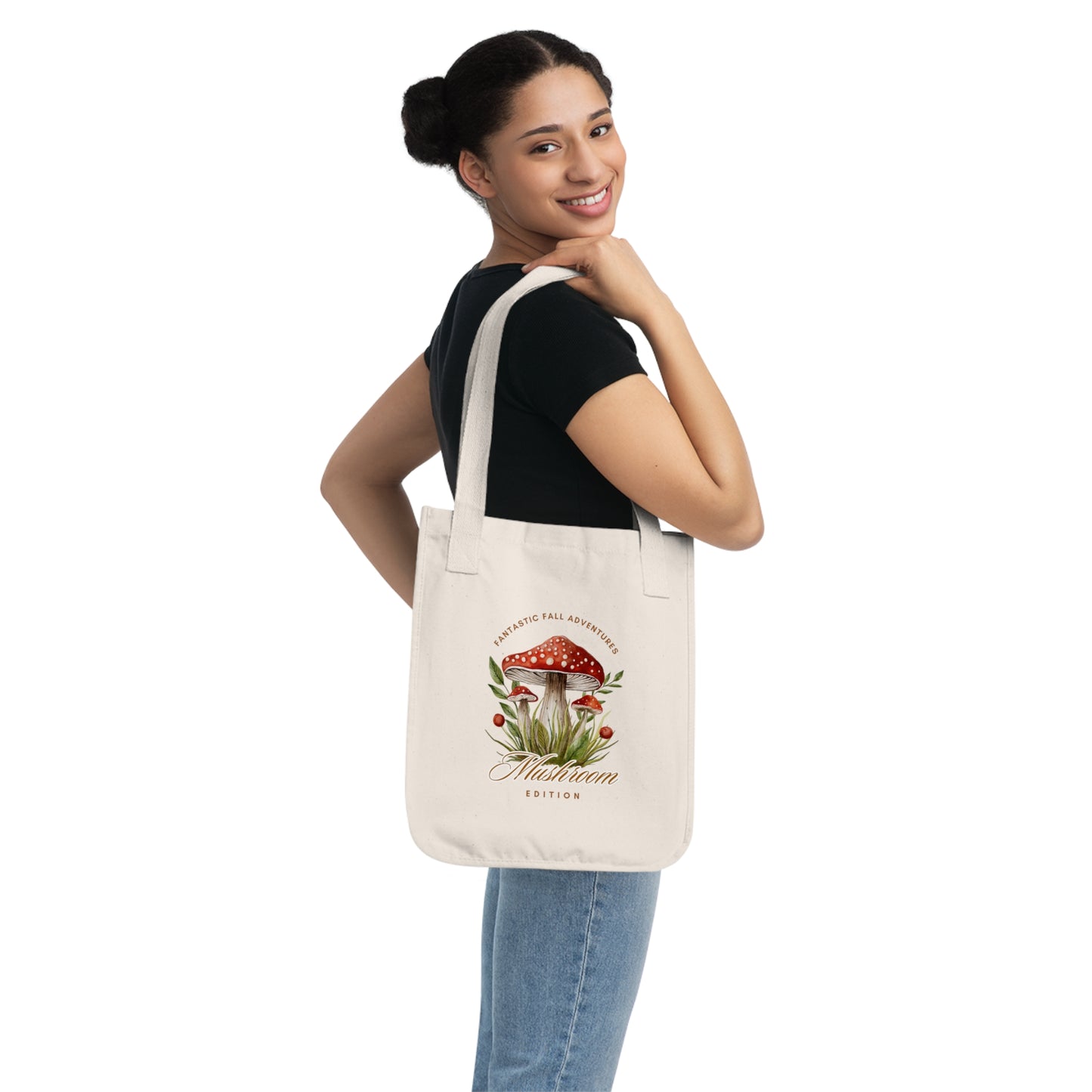 Fall Adventures Mushroom Edition Organic Canvas Tote Bag | Eco-Friendly & Stylish Fall Tote