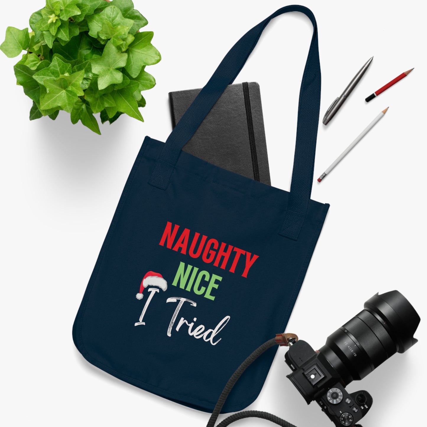 Naughty, Nice, I tried Organic Canvas Tote Bag