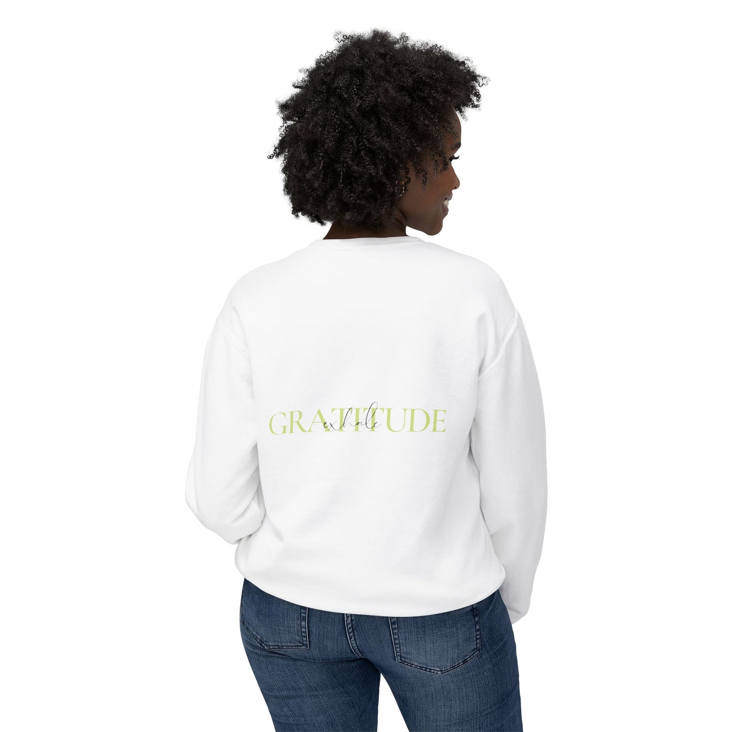 Breathe in Love, Exhale Gratitude Unisex Lightweight Crewneck Sweatshirt