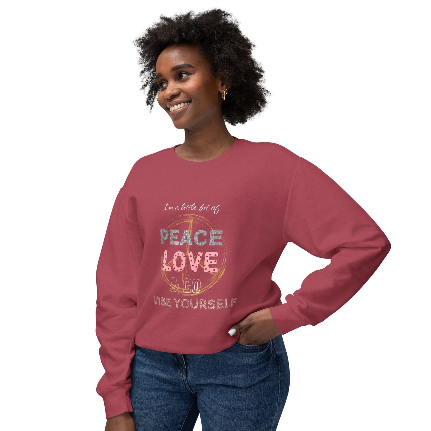 Peace, Love, Go vibe yourself Unisex Lightweight Crewneck Sweatshirt