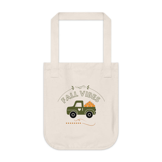 Fall Vibes Organic Canvas Tote Bag | Eco-Friendly & Stylish Fall Tote