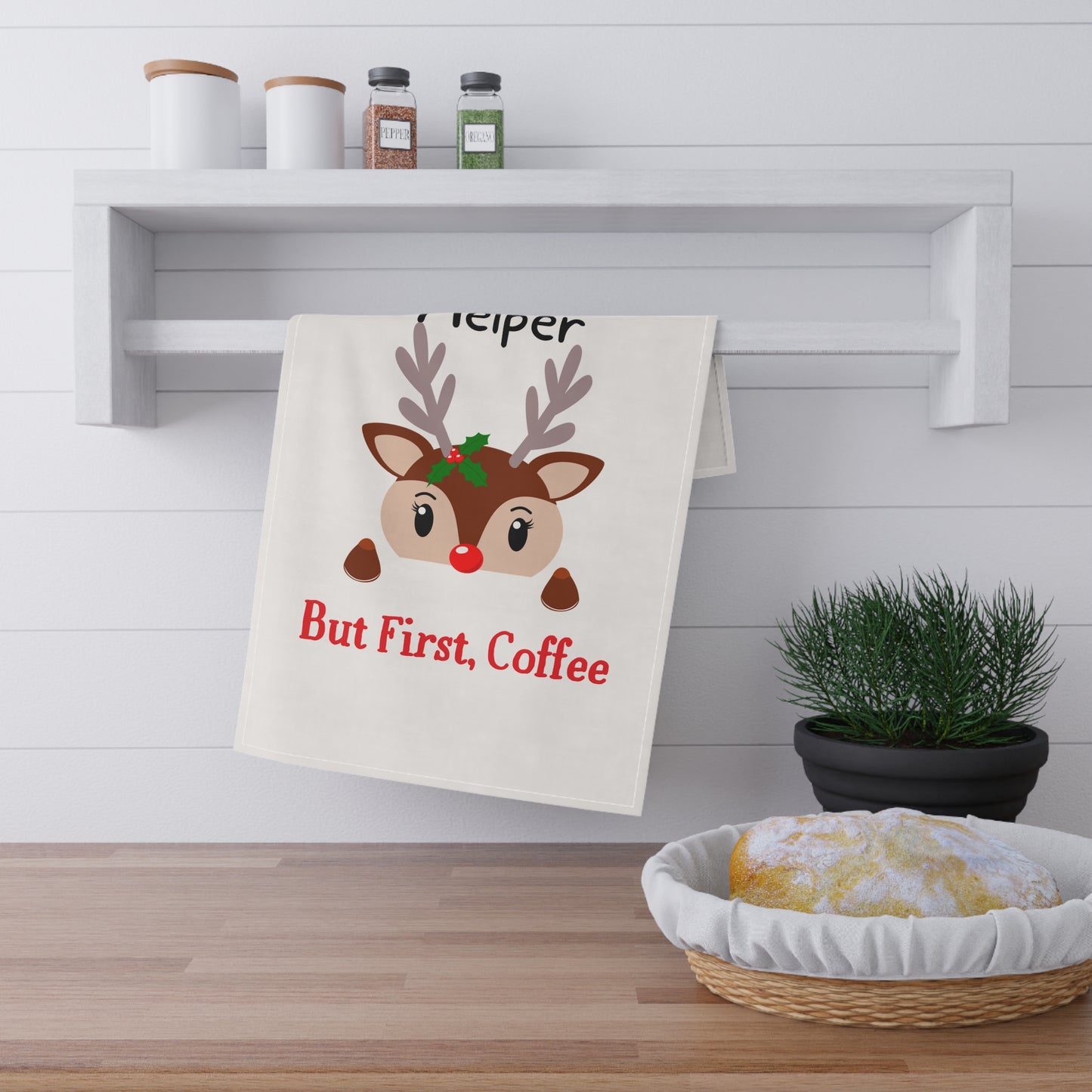 Santa's little helper Tea Towels (cotton)