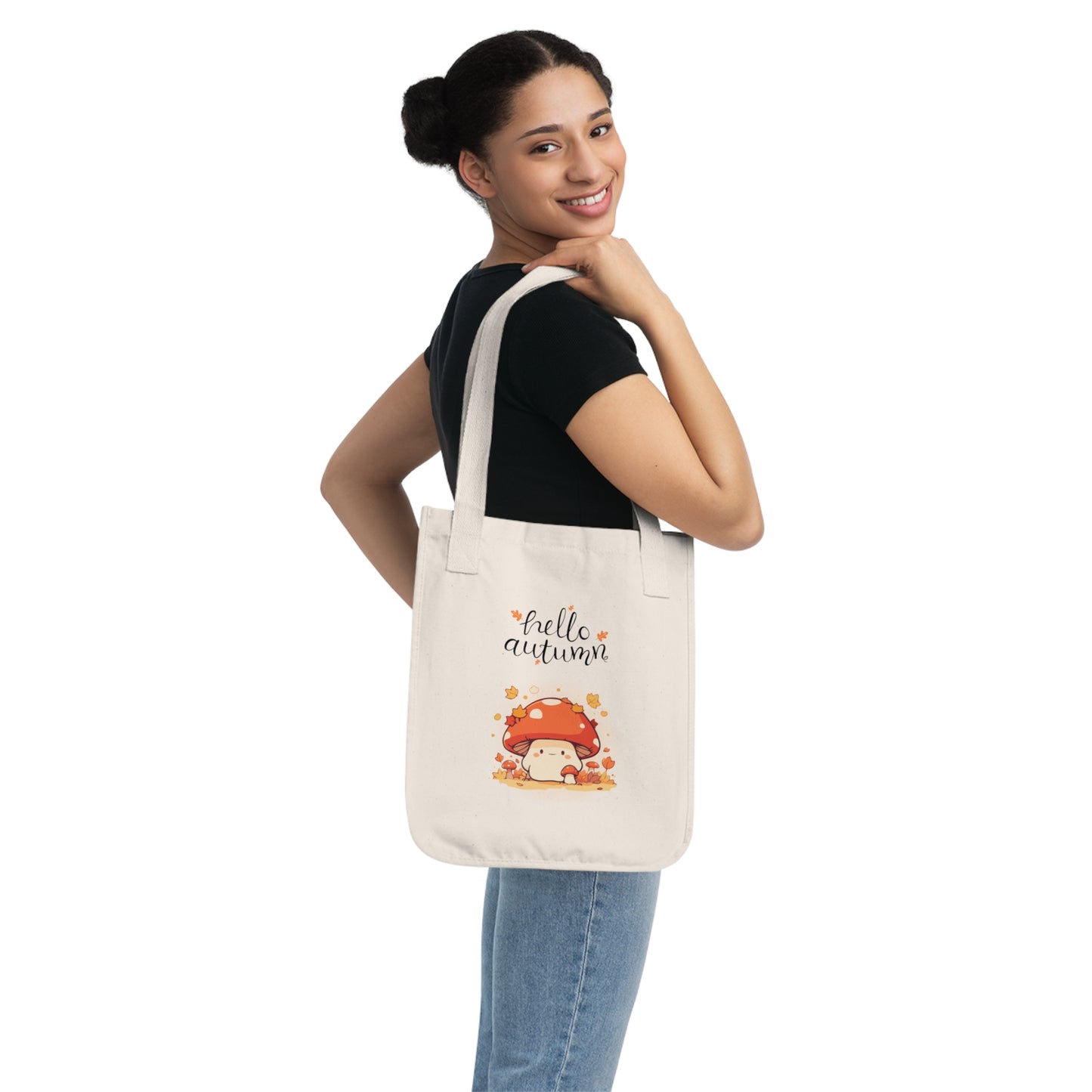 Hello Autumn Organic Canvas Tote Bag | Eco-Friendly Fall-Themed Tote