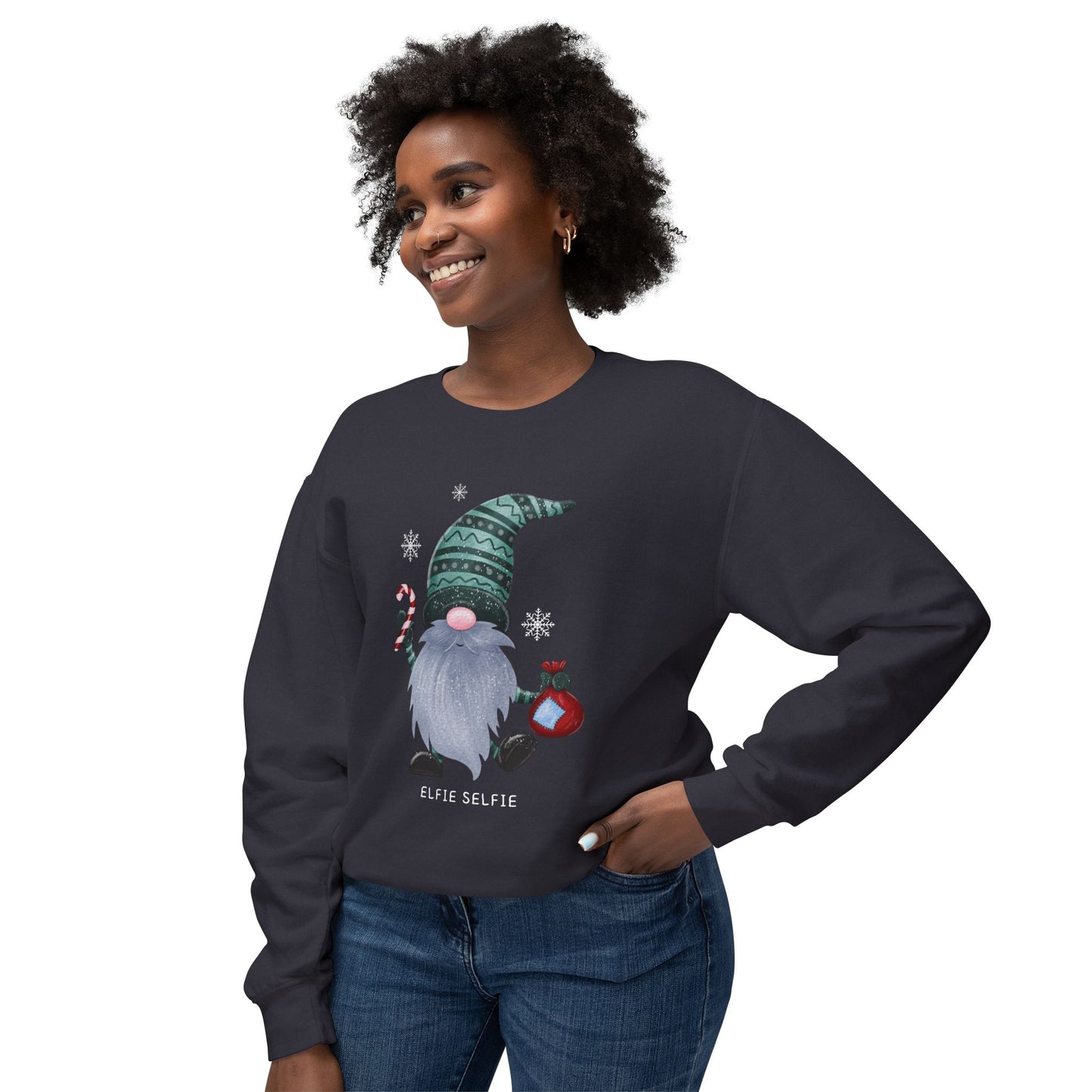 Elfie Selfie Unisex Lightweight Crewneck Sweatshirt