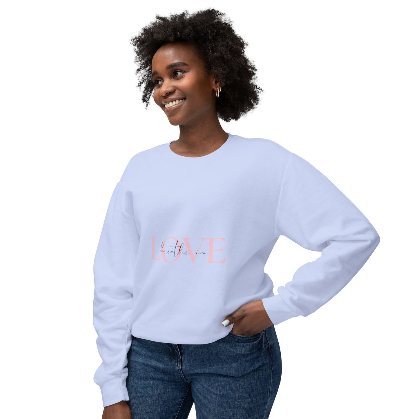 Breathe in Love, Exhale Gratitude Unisex Lightweight Crewneck Sweatshirt