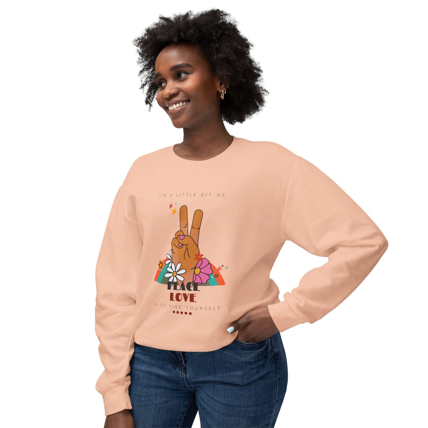 Peace, Love, Go Vibe Yourself Unisex Lightweight Crewneck Sweatshirt