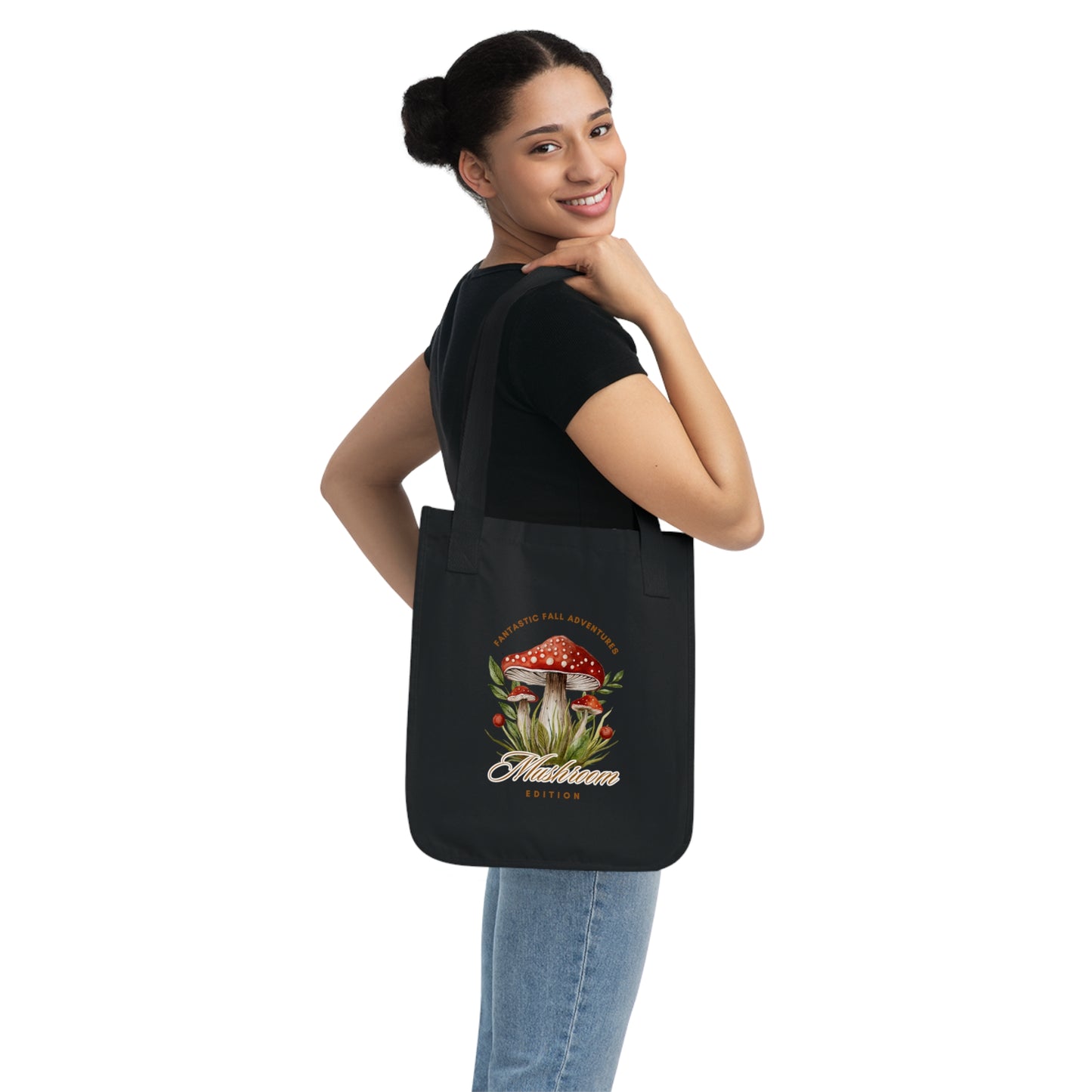 Fall Adventures Mushroom Edition Organic Canvas Tote Bag | Eco-Friendly & Stylish Fall Tote