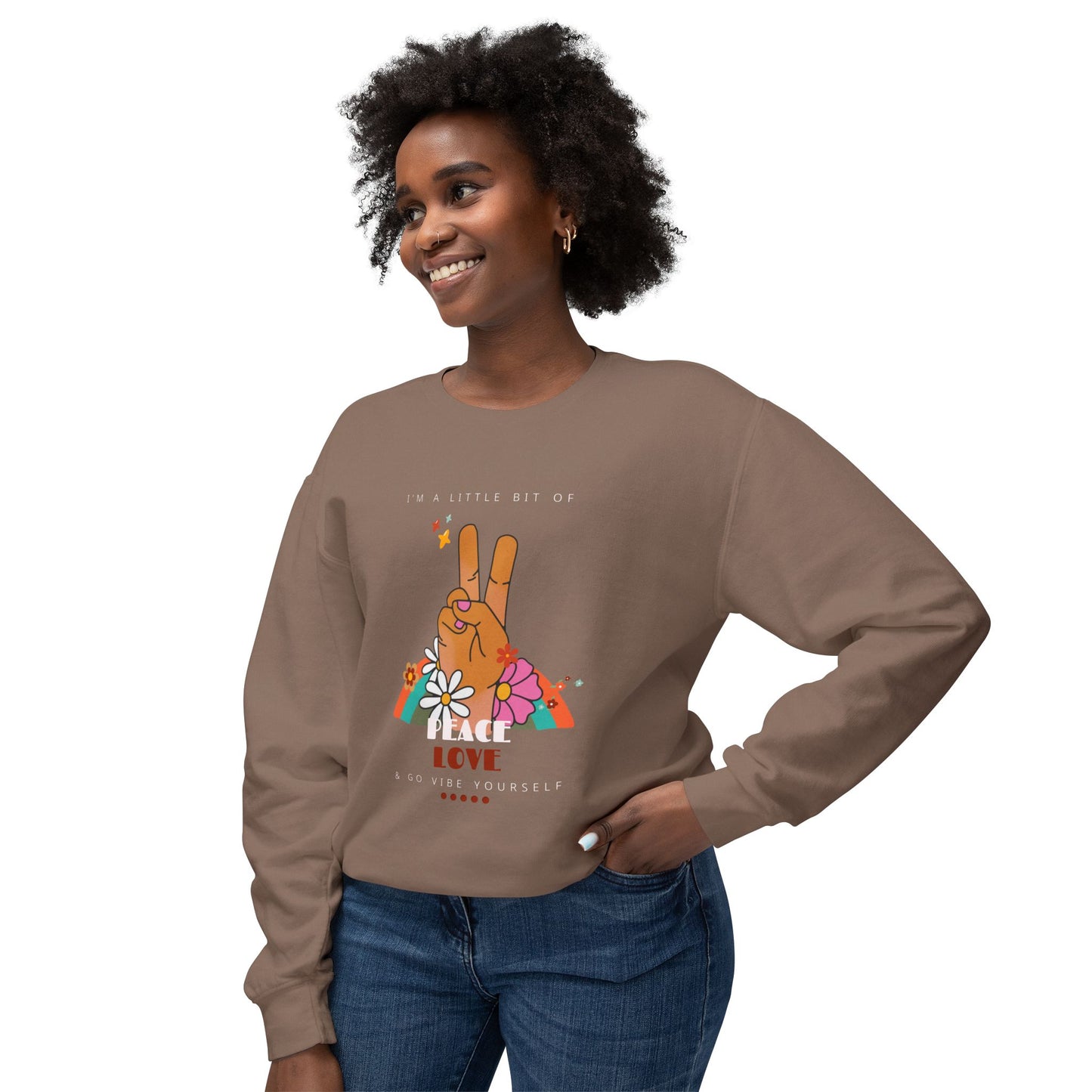 Peace, Love, Go Vibe Yourself Unisex Lightweight Crewneck Sweatshirt