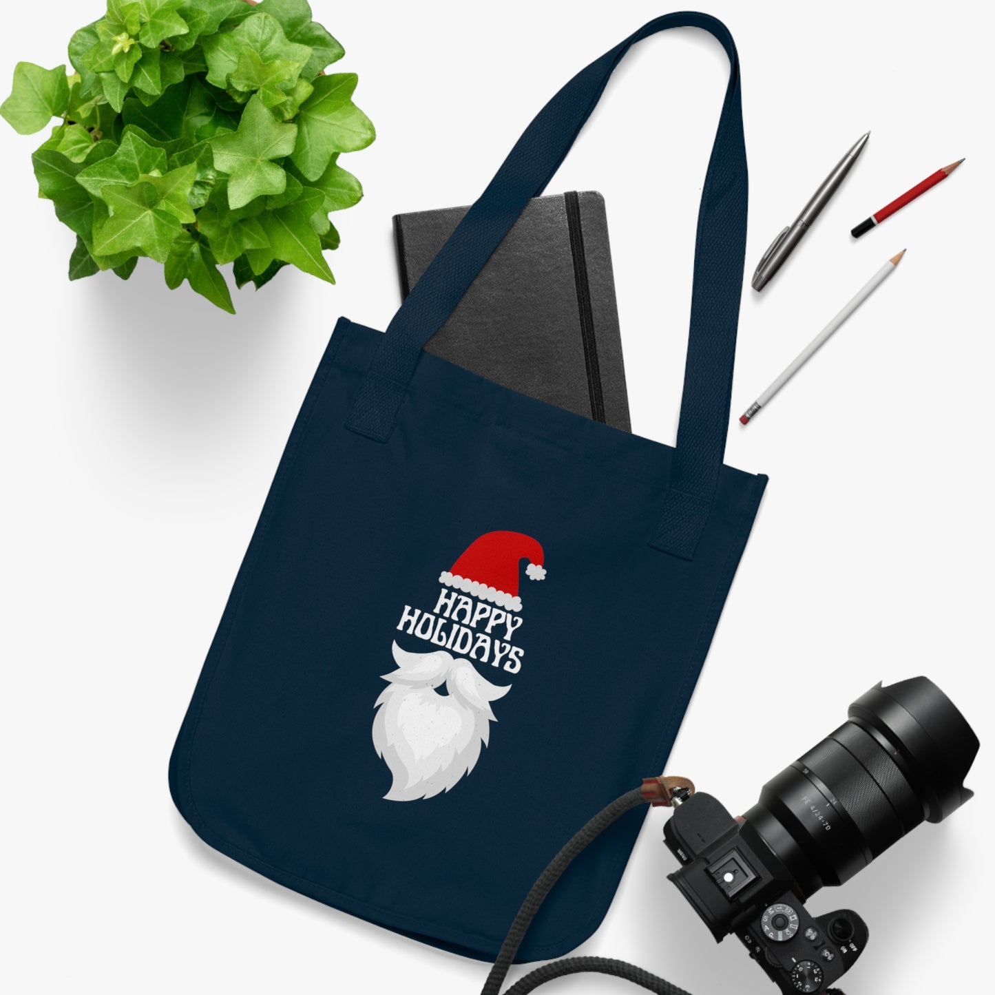 Happy Holidays Organic Canvas Tote Bag