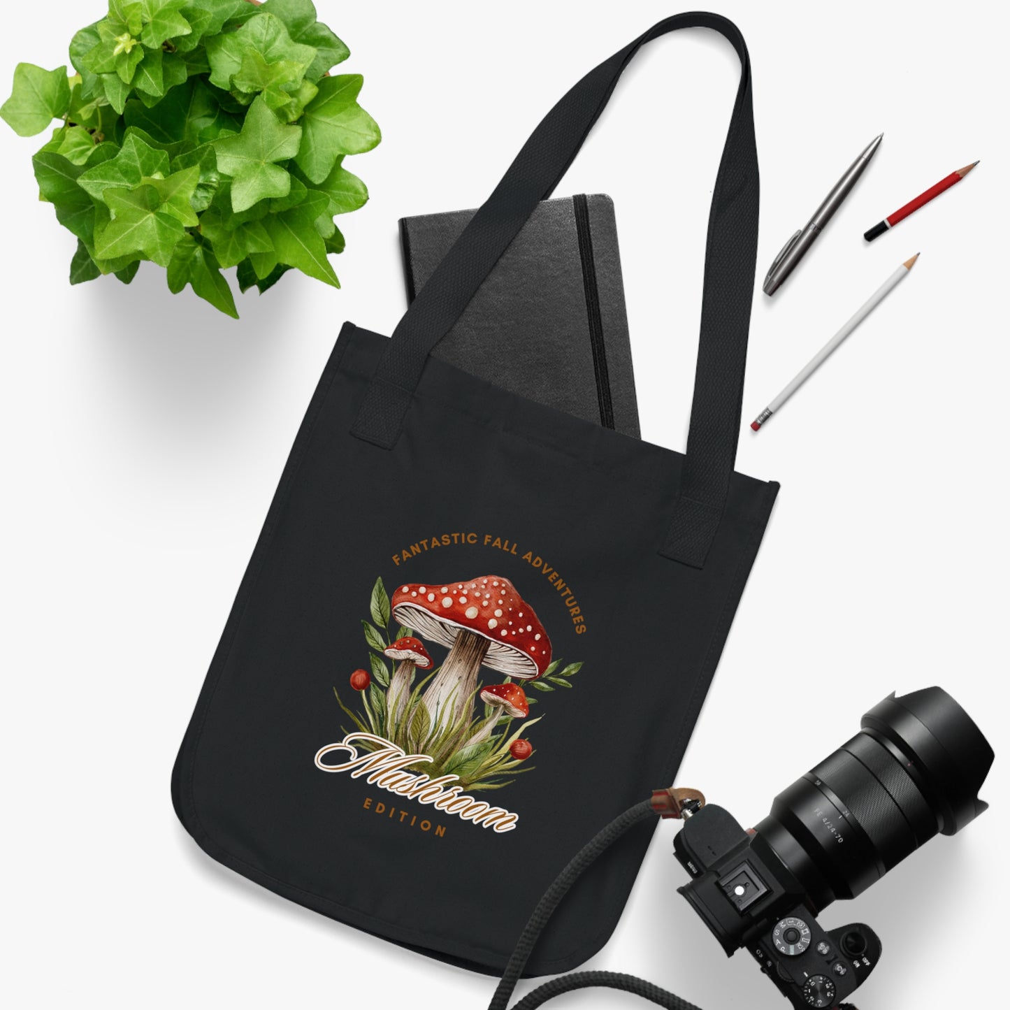 Fall Adventures Mushroom Edition Organic Canvas Tote Bag | Eco-Friendly & Stylish Fall Tote