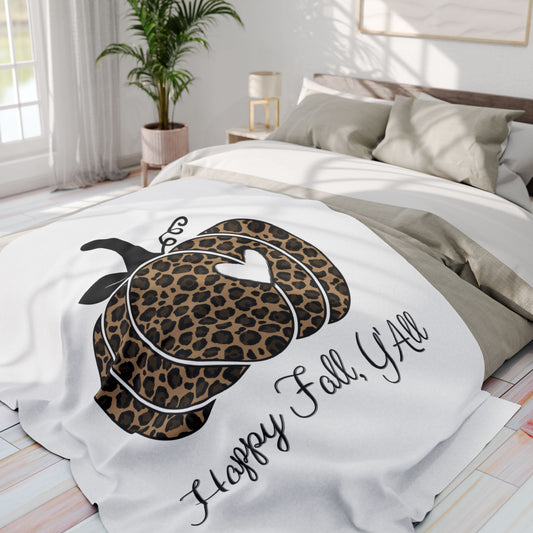 Happy Fall Y'all Arctic Fleece Blanket | Cozy Autumn-Themed Throw Blanket