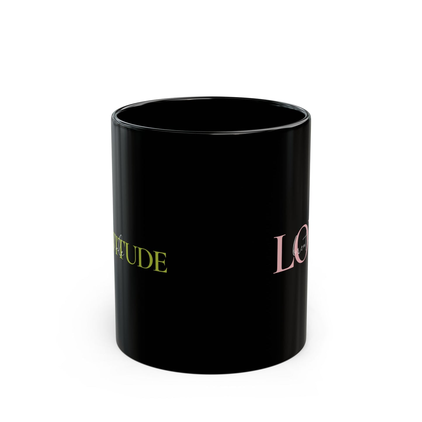 Breathe in Love, Exhale Gratitude Black Mug (11oz,)