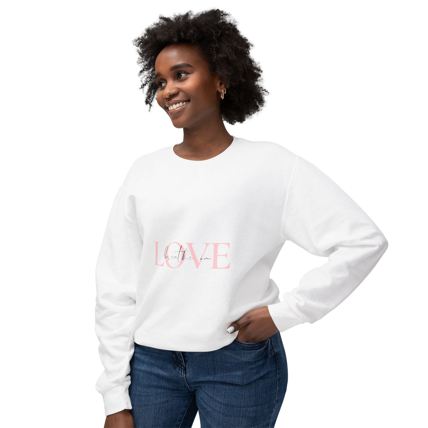 Breathe in Love, Exhale Gratitude Unisex Lightweight Crewneck Sweatshirt