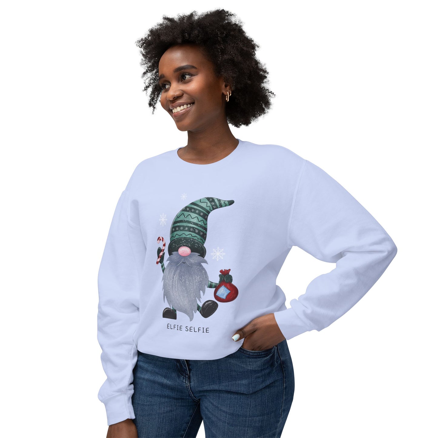 Elfie Selfie Unisex Lightweight Crewneck Sweatshirt