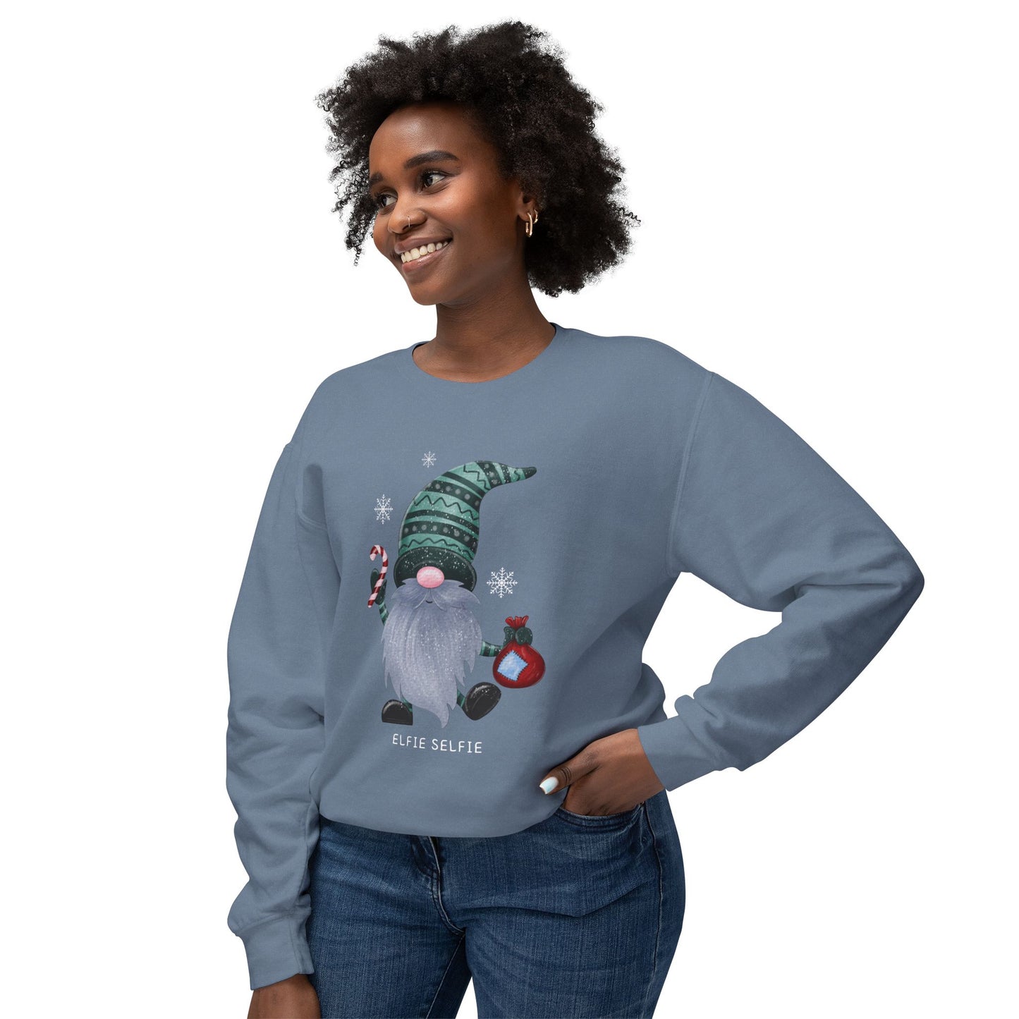 Elfie Selfie Unisex Lightweight Crewneck Sweatshirt