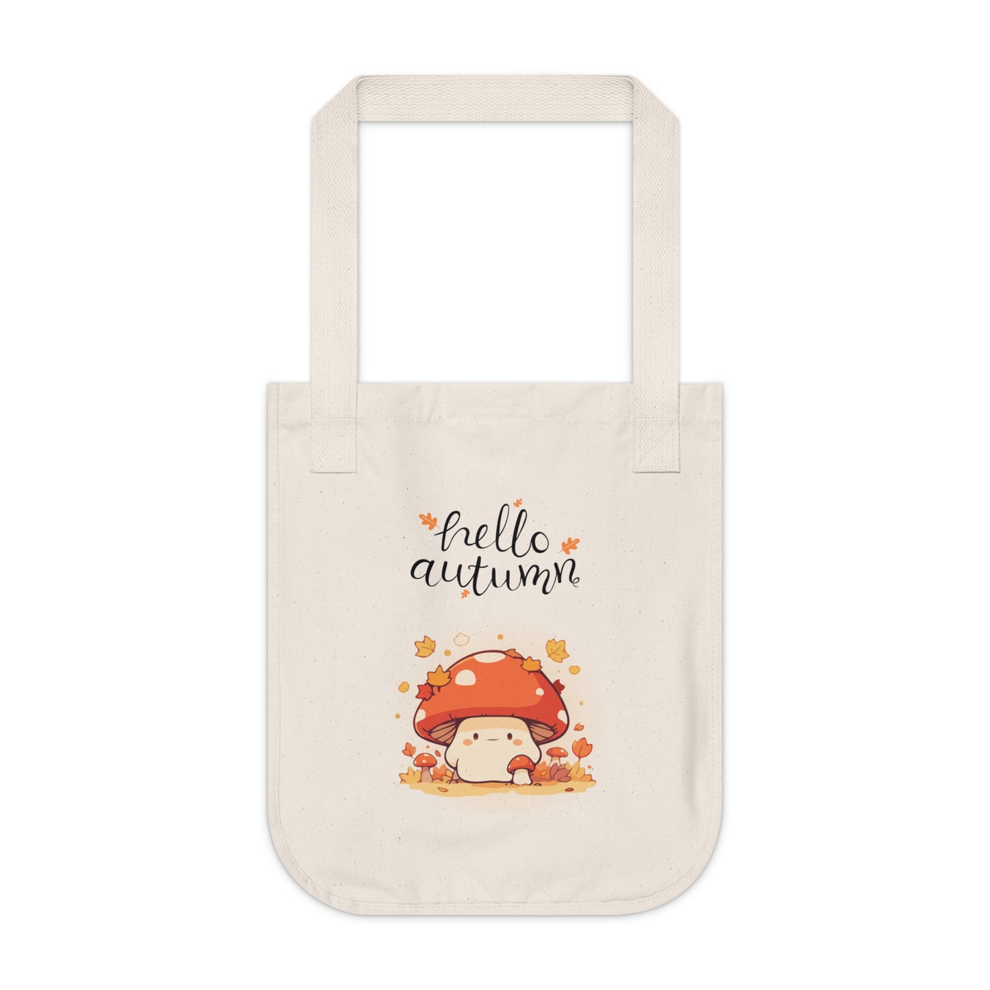 Hello Autumn Organic Canvas Tote Bag | Eco-Friendly Fall-Themed Tote