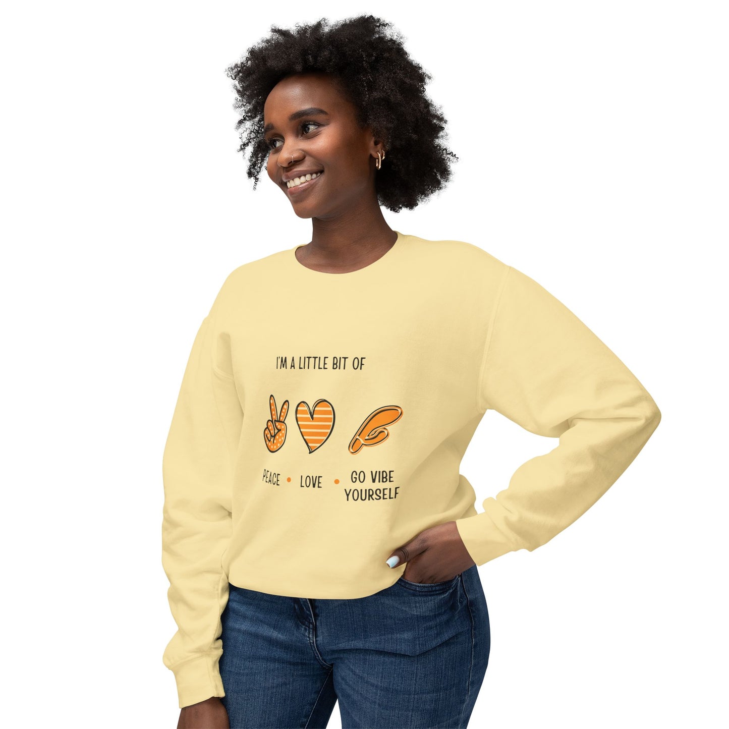 Peace, Love, Go Vibe yourself Unisex Lightweight Crewneck Sweatshirt