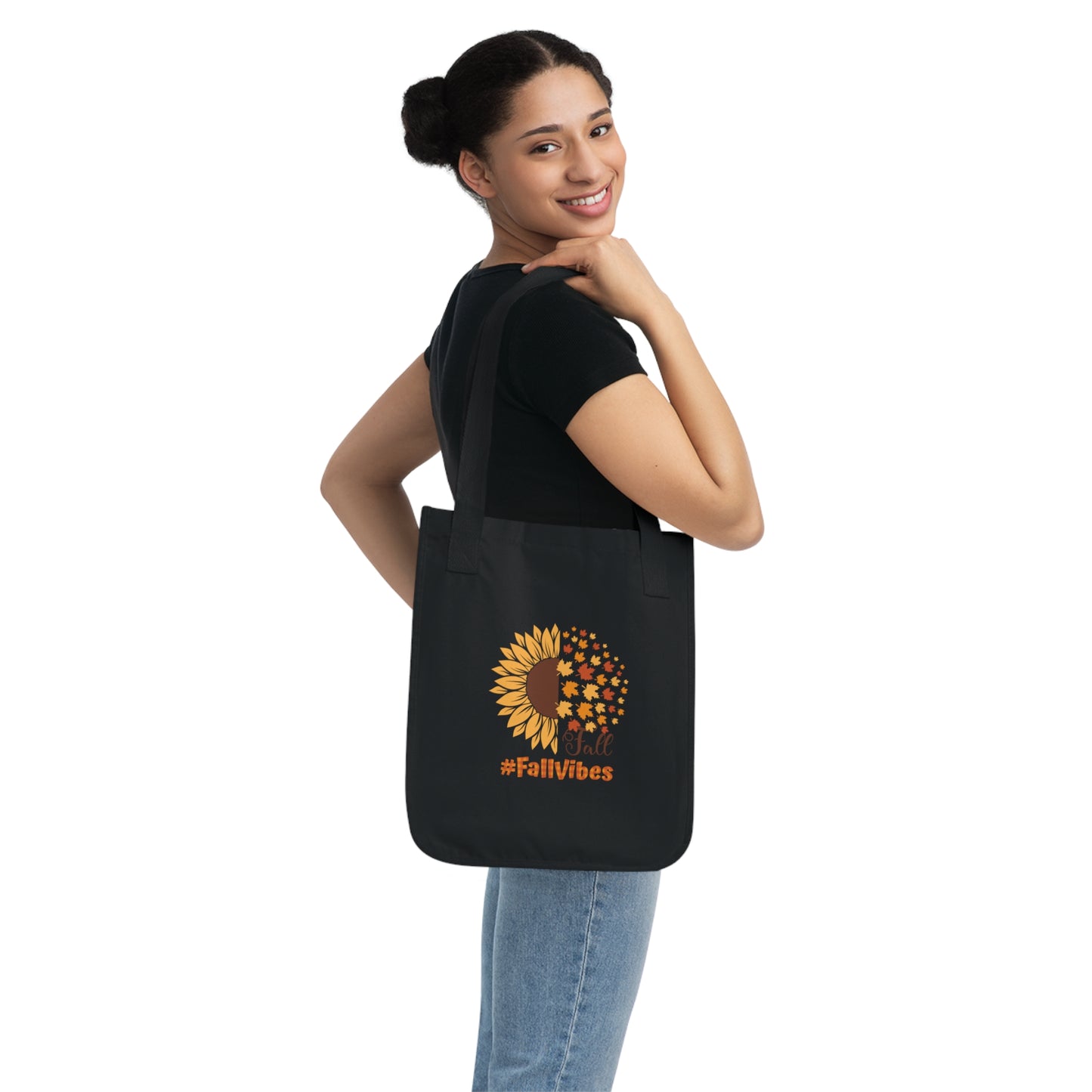 Fall Vibes Organic Canvas Tote Bag | Eco-Friendly Fall-Themed Tote