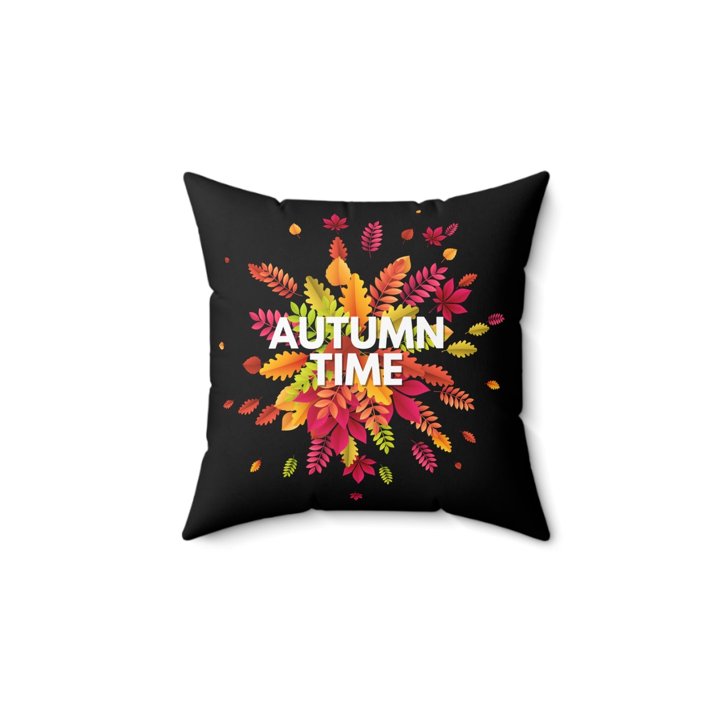 Autumn Time Faux Suede Square Pillow | Cozy Fall-Themed Home Decor