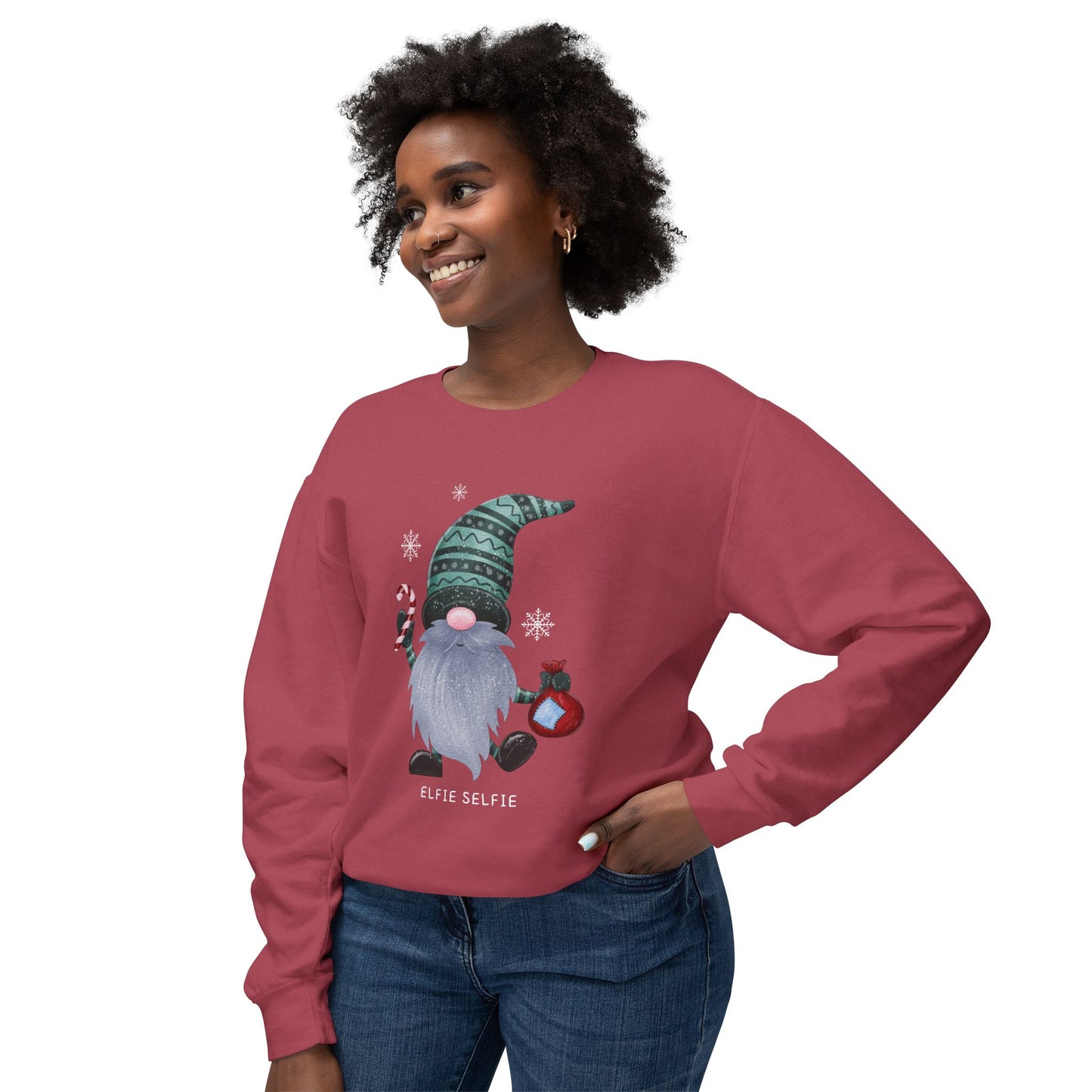 Elfie Selfie Unisex Lightweight Crewneck Sweatshirt