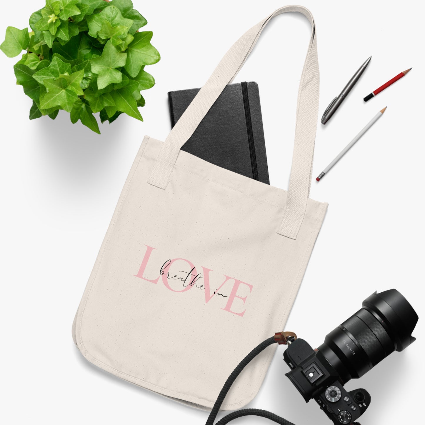 Beathe in love, exhale gratitude Organic Canvas Tote Bag