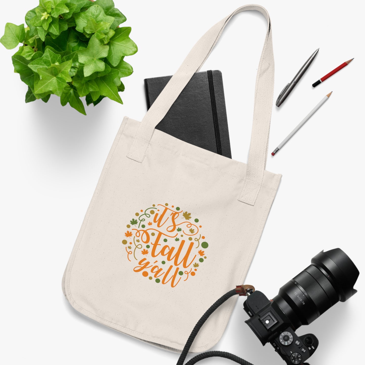 It's Fall Y'all Organic Canvas Tote Bag | Eco-Friendly & Fall-Themed Tote