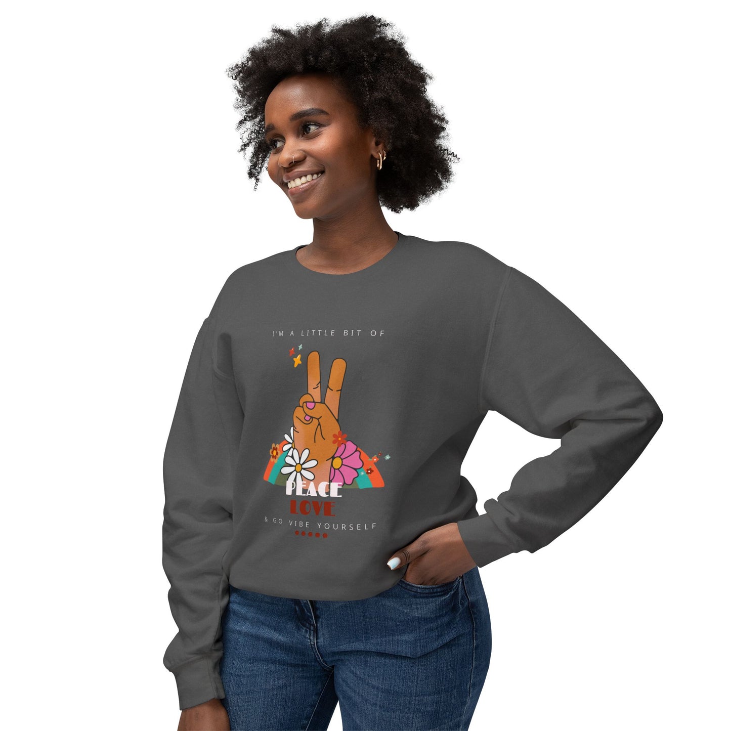 Peace, Love, Go Vibe Yourself Unisex Lightweight Crewneck Sweatshirt