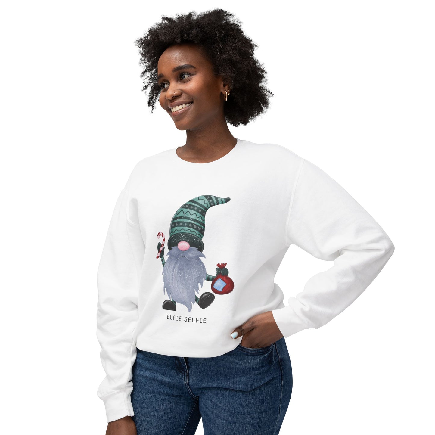 Elfie Selfie Unisex Lightweight Crewneck Sweatshirt