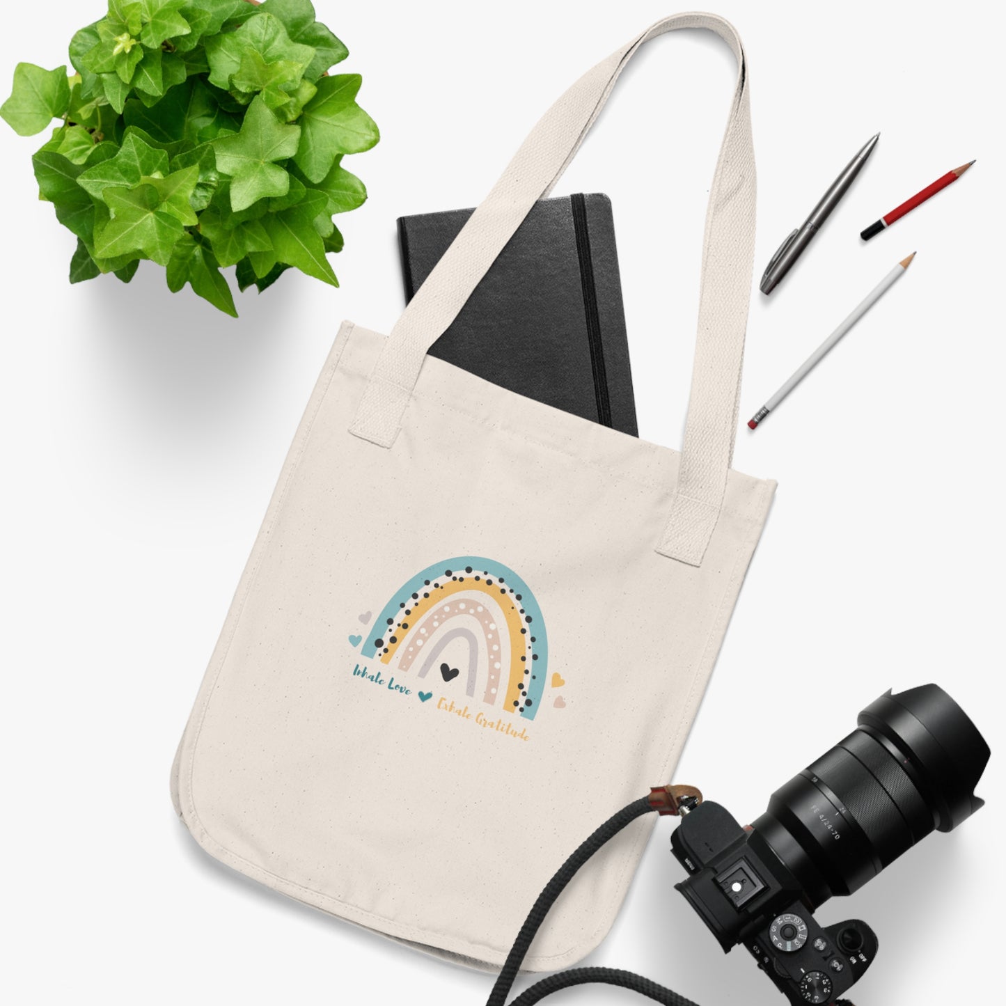 Inhale Love, Exhale Gratitude Organic Canvas Tote Bag