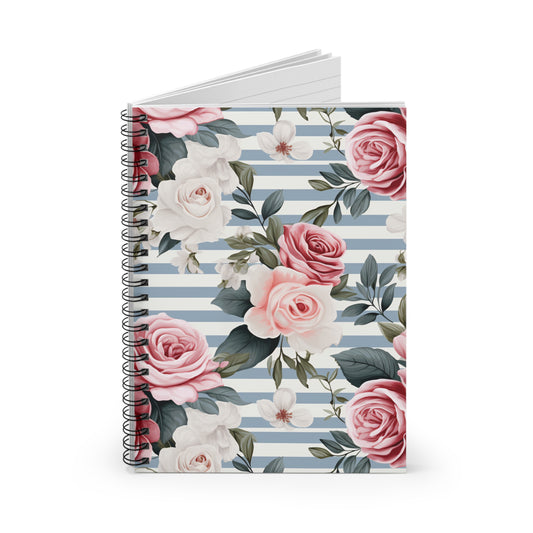 Vintage Rose Spiral Notebook - Ruled Line